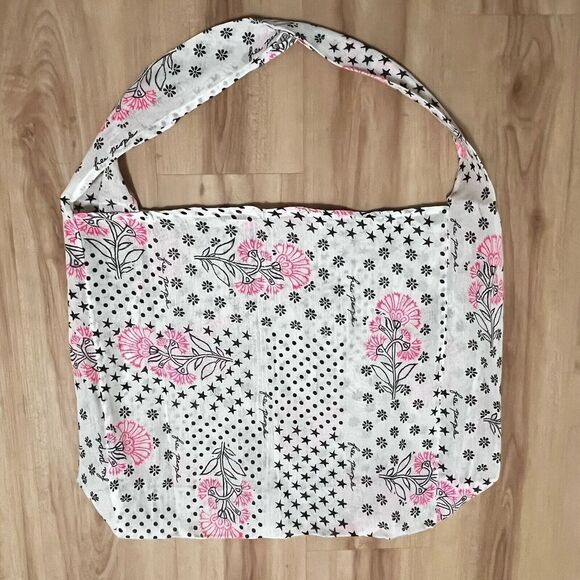 Free People Floral Shoulder Tote Mesh Bag Lightweight Stars Polka Dot Reusable - Picture 1 of 6